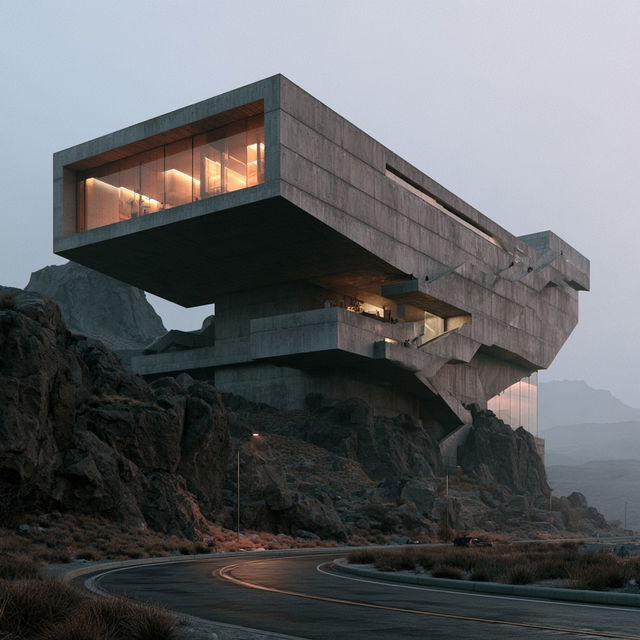 Modern architecture style, Midjourney V8.2, render 1 of 4