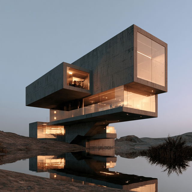 Modern architecture style, Midjourney V8.2, render 3 of 4