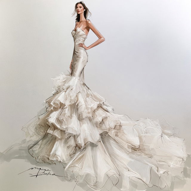 Monique Lhullier style, Midjourney V8.2, render 3 of 4