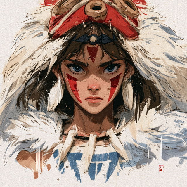 Mononoke style, Midjourney V8.2, render 2 of 4