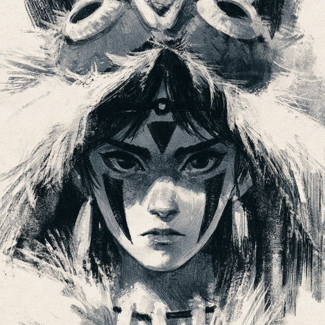Mononoke style, Midjourney V8.2, render 4 of 4