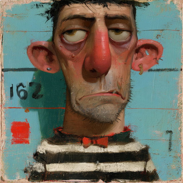 Mugshot style, Midjourney V8.2, render 4 of 4