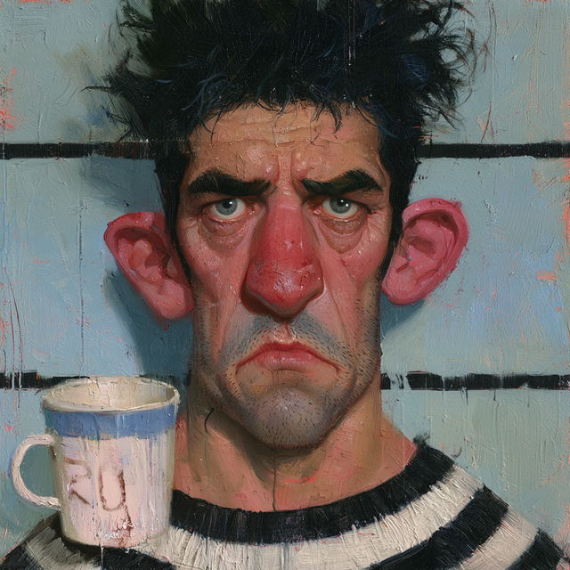 Mugshot style, Midjourney V8.2, render 3 of 4