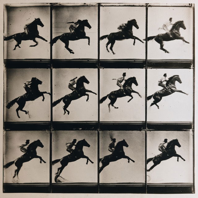 Muybridge sequence style, Midjourney V8.2, render 1 of 4