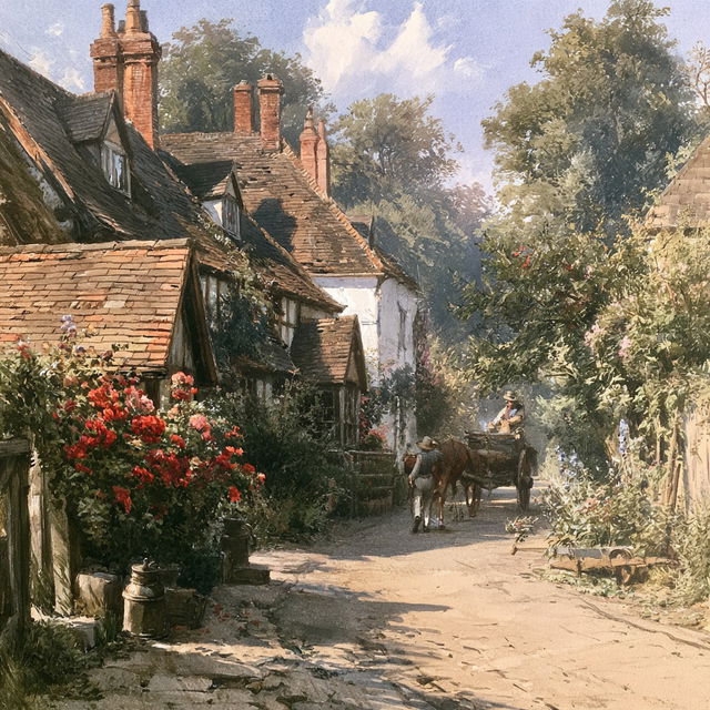 Myles Birket Foster style, Midjourney V8.2, render 1 of 4