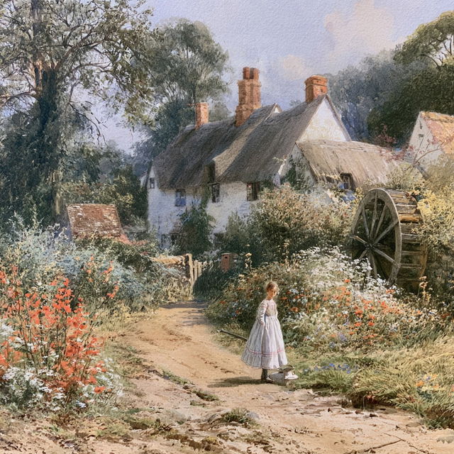 Myles Birket Foster style, Midjourney V8.2, render 3 of 4