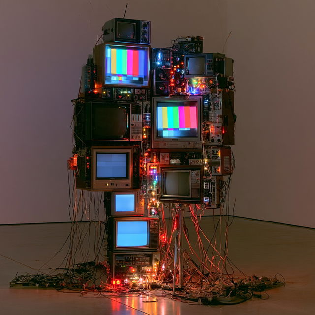Nam June Paik style, Midjourney V8.2, render 2 of 4