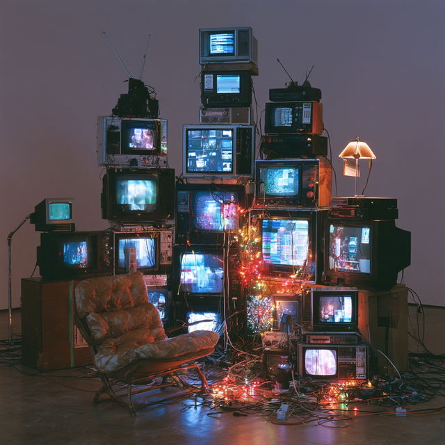 Nam June Paik style, Midjourney V8.2, render 1 of 4