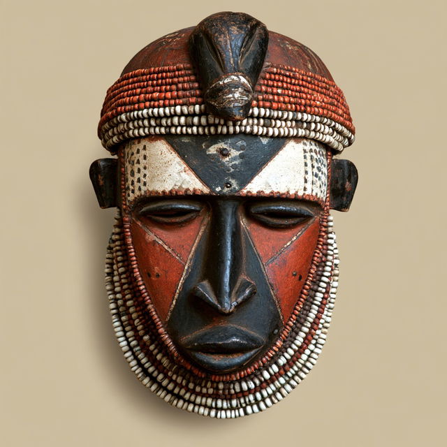 Namibian Ovambo mask style, Midjourney V8.2, render 3 of 4