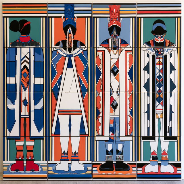 Ndebele art style, Midjourney V8.2, render 4 of 4