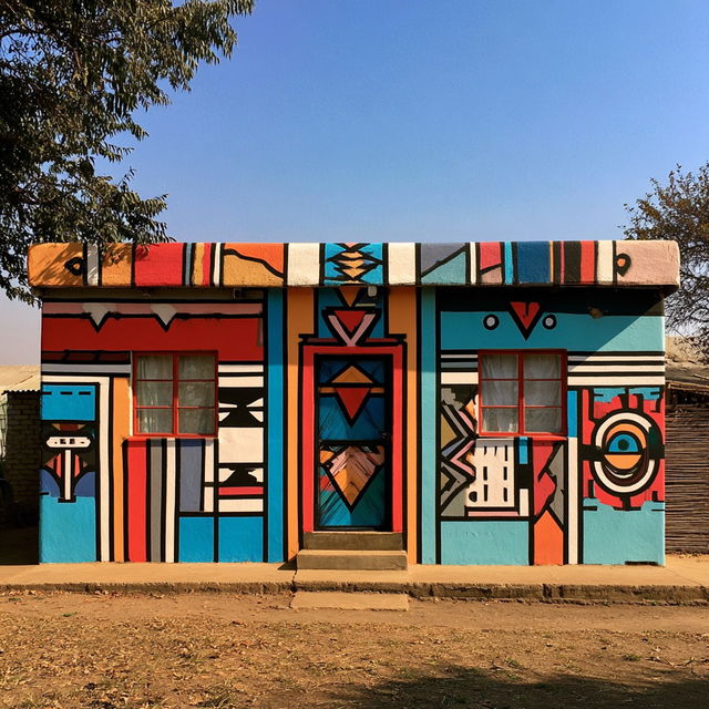 Ndebele art style, Midjourney V8.2, render 3 of 4