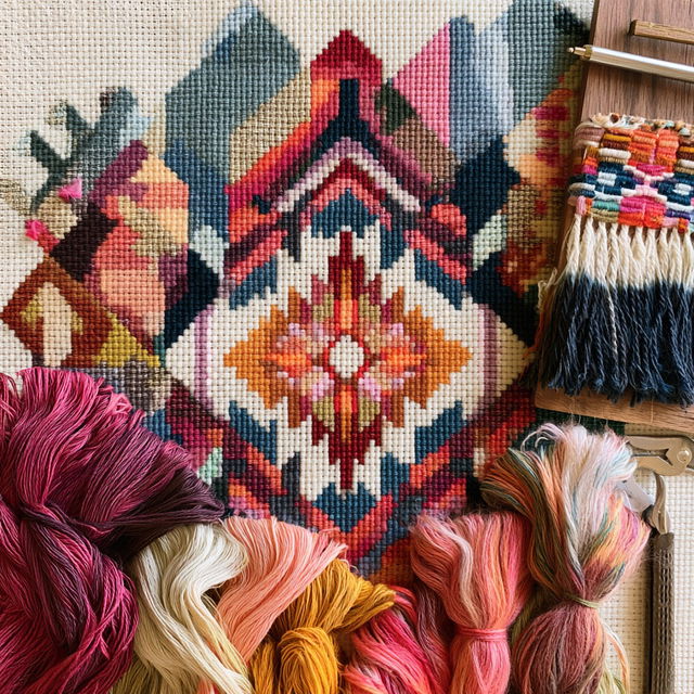 Needlepoint style, Midjourney V8.2, render 4 of 4