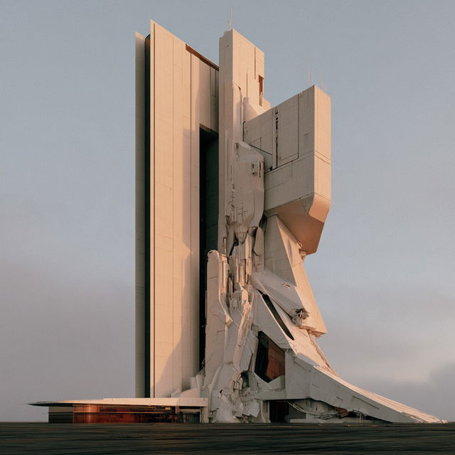 Neofuturist architecture style, Midjourney V8.2, render 2 of 4