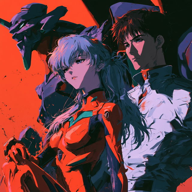 Neon Genesis Evangelion style, Midjourney V8.2, render 2 of 4