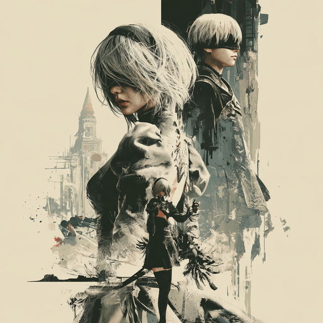 Nier Automata style, Midjourney V8.2, render 2 of 4