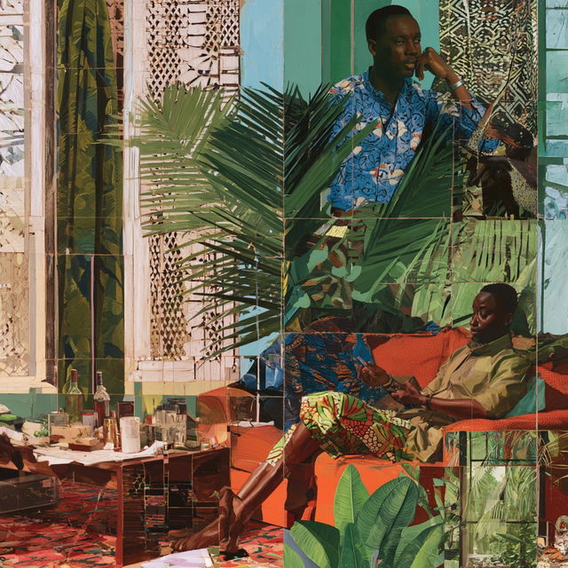 Njideka Akunyili Crosby style, Midjourney V8.2, render 1 of 4