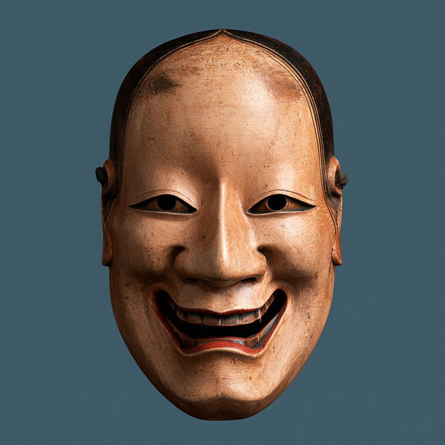 Noh Theater mask style, Midjourney V8.2, render 3 of 4