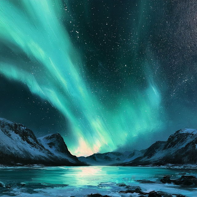 Northern lights style, Midjourney V8.2, render 2 of 4