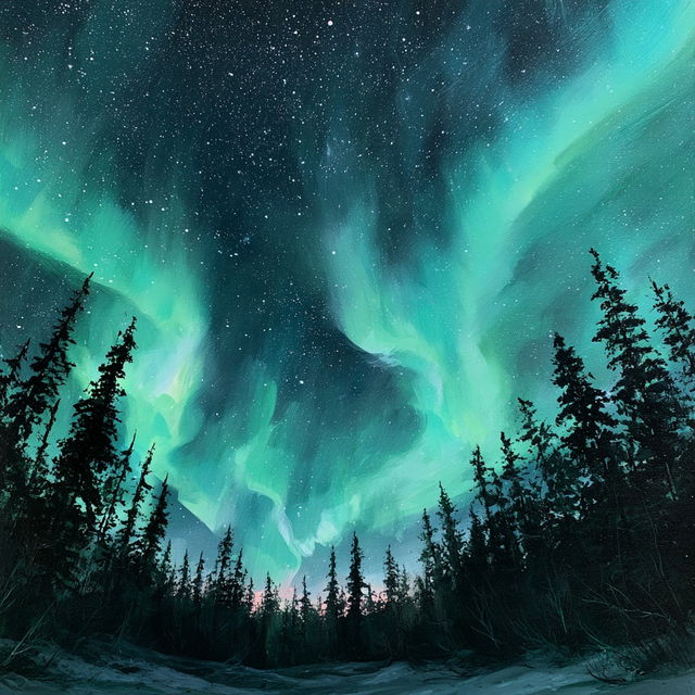 Northern lights style, Midjourney V8.2, render 1 of 4