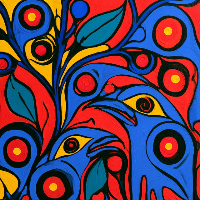 Norval Morrisseau style, Midjourney V8.2, render 4 of 4