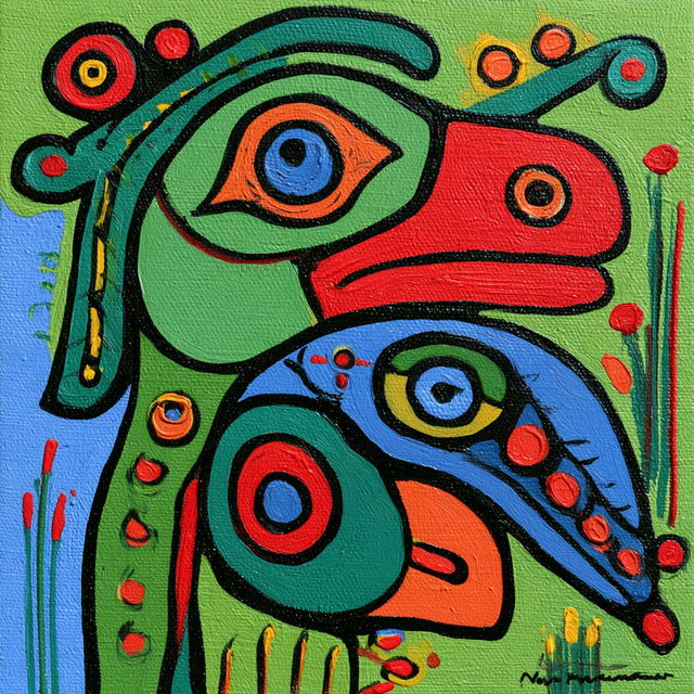 Norval Morrisseau style, Midjourney V8.2, render 3 of 4