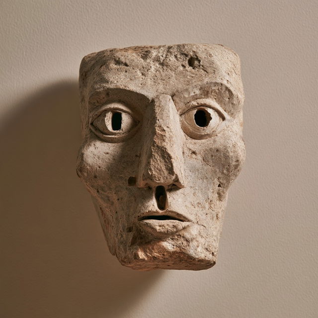 Nuragic mask style, Midjourney V8.2, render 1 of 4