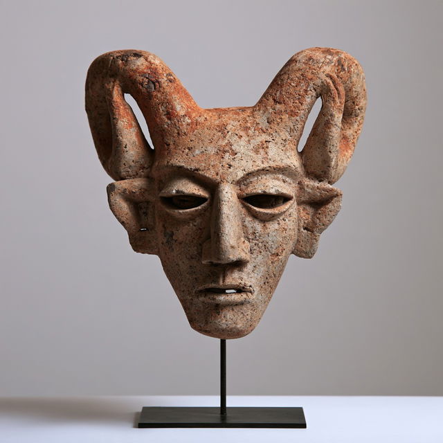 Nuragic mask style, Midjourney V8.2, render 3 of 4