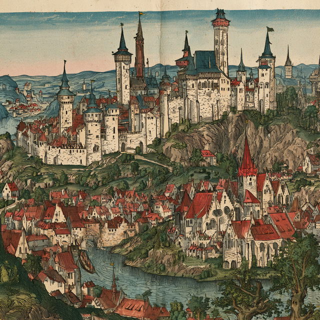Nuremberg Chronicle style, Midjourney V8.2, render 3 of 4