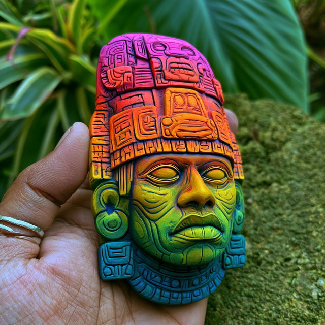 Olmec art style, Midjourney V8.2, render 2 of 4