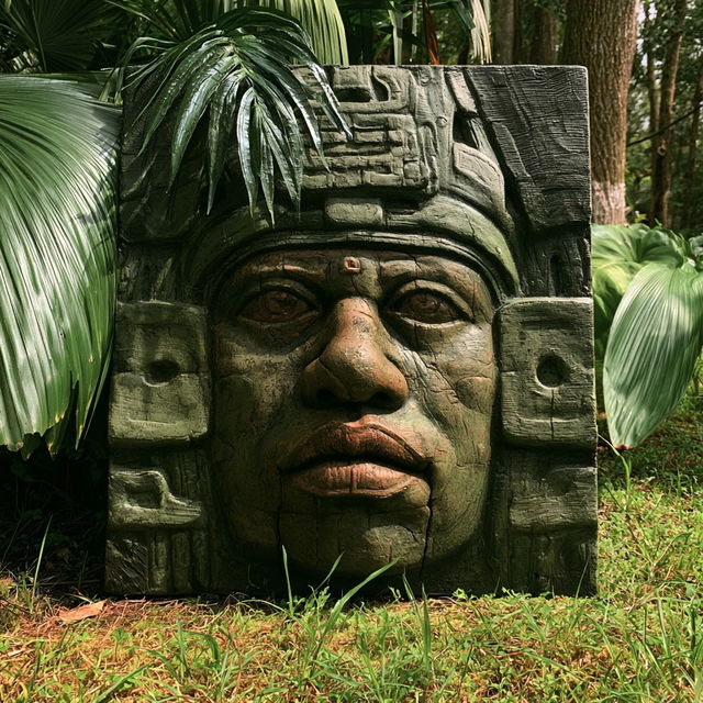 Olmec art style, Midjourney V8.2, render 3 of 4
