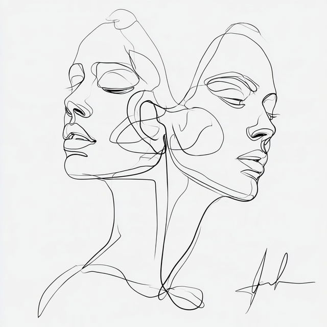 One line art style, Midjourney V8.2, render 1 of 4