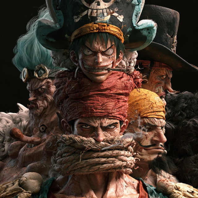 One Piece style, Midjourney V8.2, render 2 of 4