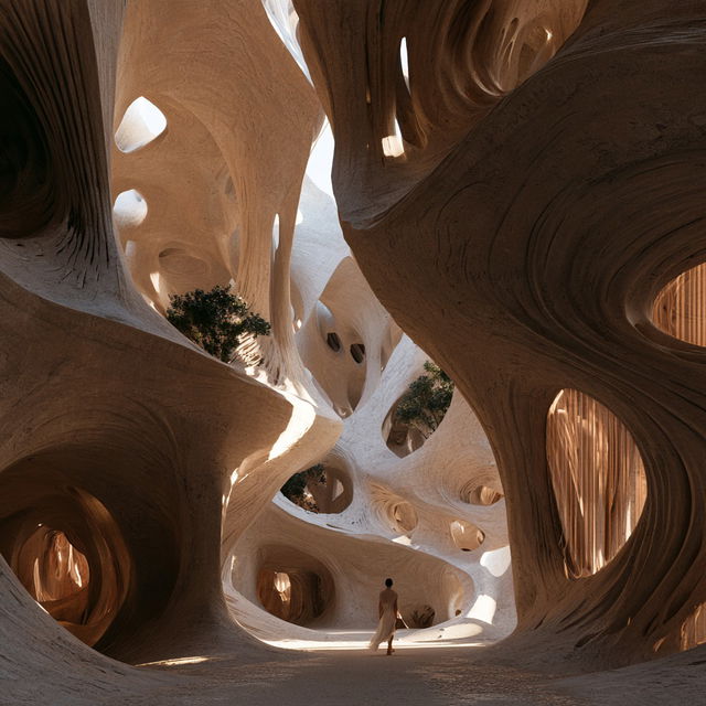 Organic architecture style, Midjourney V8.2, render 2 of 4
