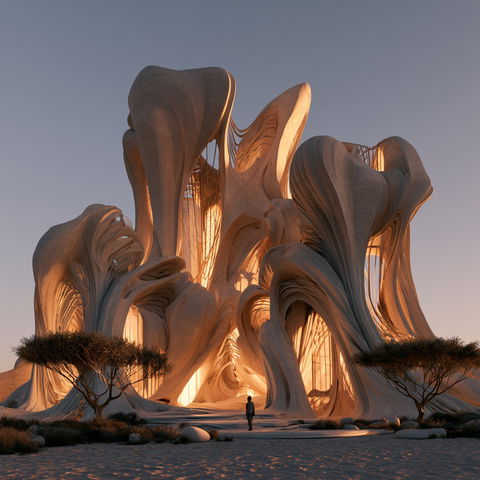 Organic architecture style (Genres), Midjourney V8.2