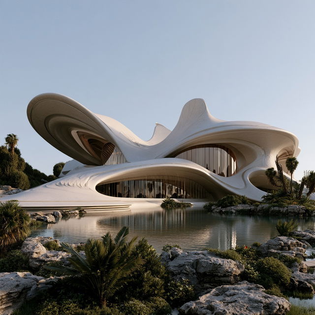 Organic architecture style, Midjourney V8.2, render 4 of 4