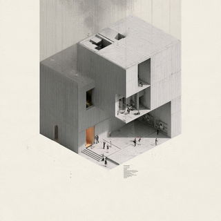 Orthographic view style, Midjourney V8.2, render 2 of 4