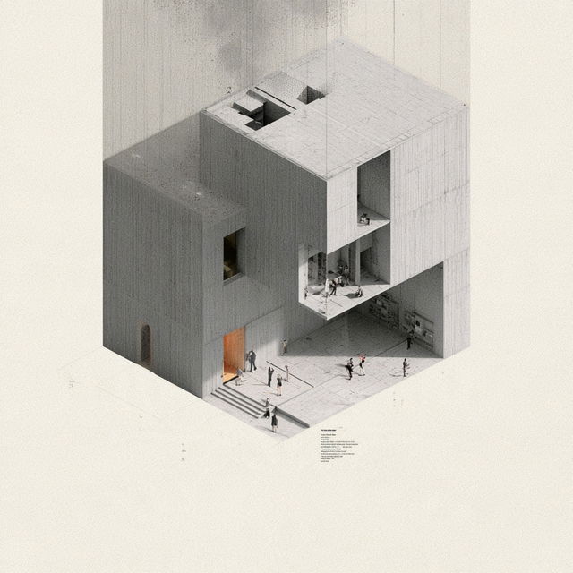 Orthographic view style, Midjourney V8.2, render 2 of 4