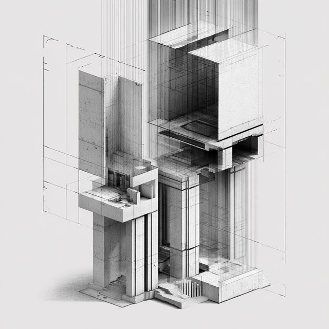 Orthographic view style, Midjourney V8.2, render 4 of 4