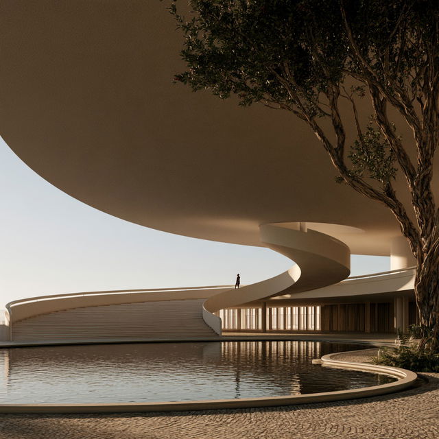 Oscar Niemeyer style, Midjourney V8.2, render 2 of 4