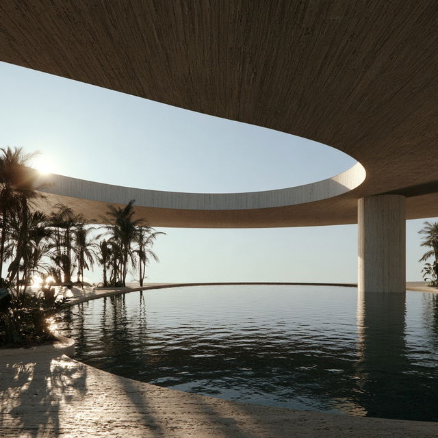 Oscar Niemeyer style, Midjourney V8.2, render 3 of 4