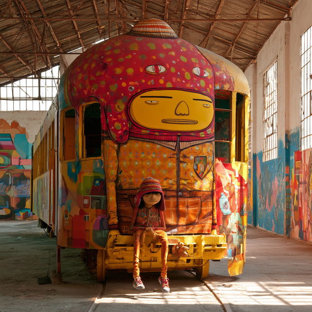 Os Gemeos style, Midjourney V8.2, render 2 of 4
