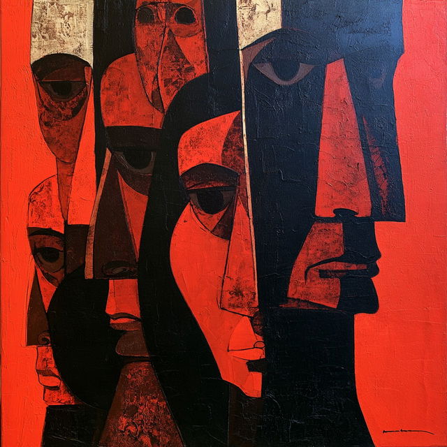 Oswaldo Guayasamin style, Midjourney V8.2, render 2 of 4