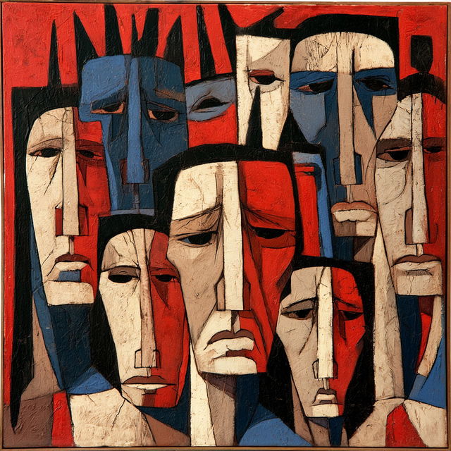 Oswaldo Guayasamin style, Midjourney V8.2, render 4 of 4
