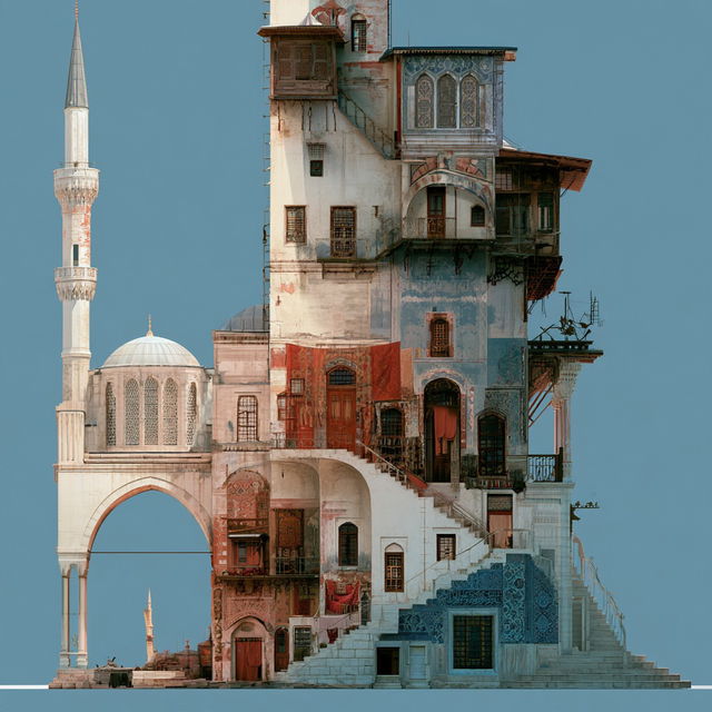 Ottoman architecture style, Midjourney V8.2, render 2 of 4