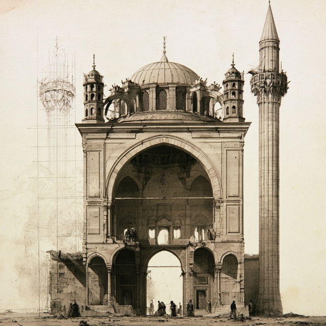 Ottoman architecture style, Midjourney V8.2, render 4 of 4