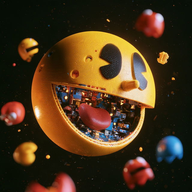 Pac-Man style, Midjourney V8.2, render 2 of 4