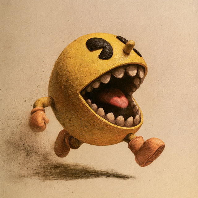 Pac-Man style, Midjourney V8.2, render 1 of 4