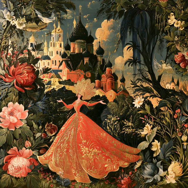 Palekh style, Midjourney V8.2, render 1 of 4