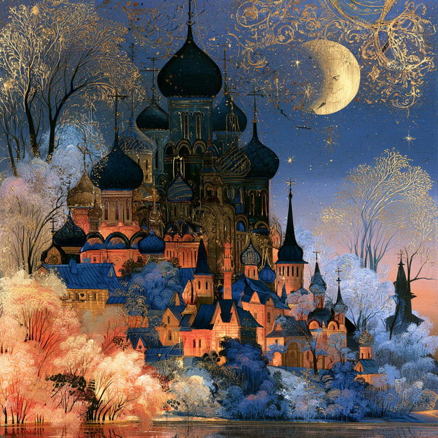 Palekh style, Midjourney V8.2, render 3 of 4