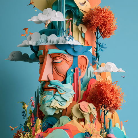 Paper cutout style (Techniques), Midjourney V8.2